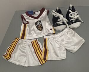 Build A Bear NBA Cleveland Cavaliers White Jersey and 2 Shorts and Shoes